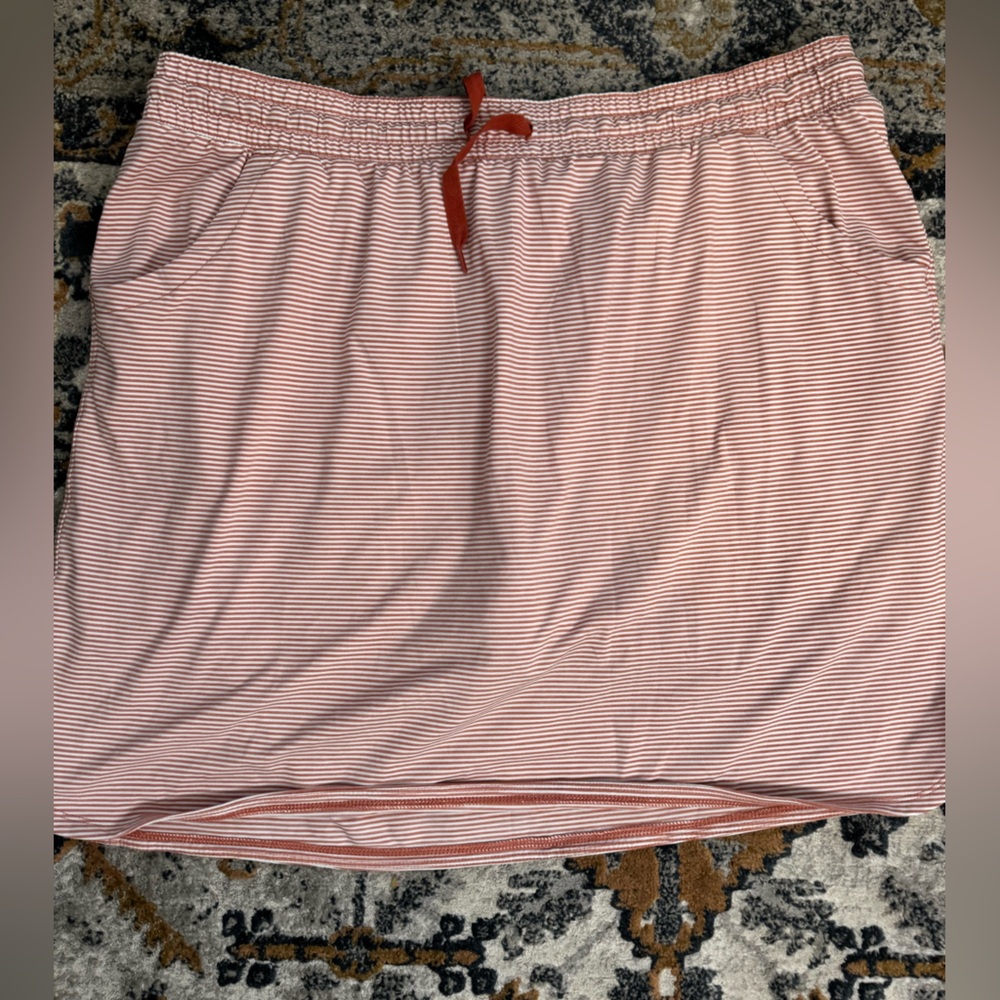 Duluth Trading Skort- Orange and White Striped- Drawstring